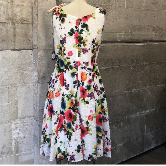 Eva Franco Anthropologie Floral Flare Lace Tie Sleeve Dress - Picture 3 of 4